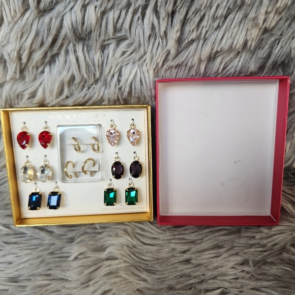 Unwritten Multicolor Gemstone Earrings Set NWT - Picture 3 of 3